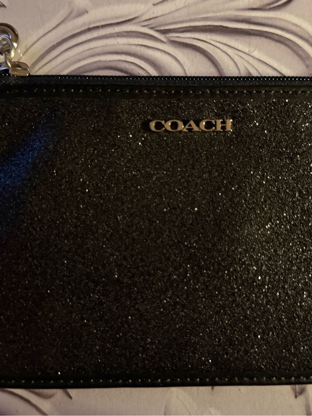 Coach glitter wristlet wallet black sparkle